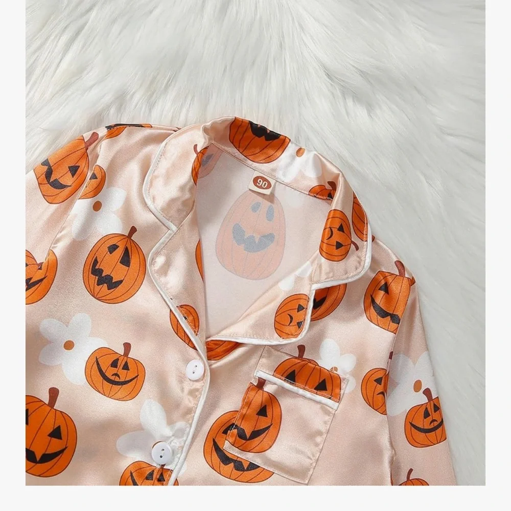 Kids Halloween Pumpkin Pajamas - Orange nwt 100 3 year old satin